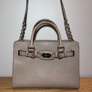 NWOT! Michael Kors Saffiano Leather Hamilton East West Satchel, Dark Khaki